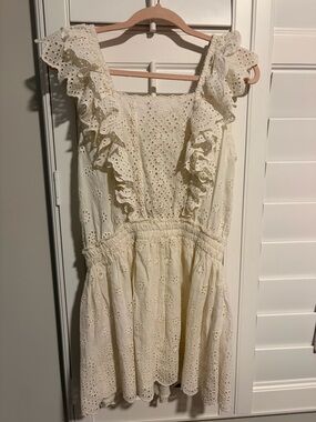 LoveShackFancy Cream Eyelet Ruffle Sundress